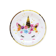 Piatti Carta Unicorno Bianco Oro Rosa 18cm 8pz