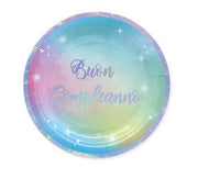 Piatti Di Carta Buon Compleanno Arcobaleno Pastello 8pz