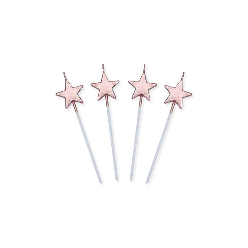Candelina Di Compleanno In Cera Picks Oro Rosa Metal 4pz.