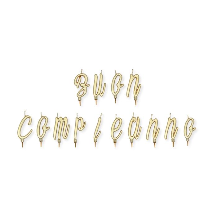 Candeline Di Compleanno In Cera Buon Compleanno Oro 15x10cm