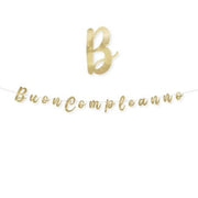 Festone Scritta Buon Compleanno Oro Metal 3mt