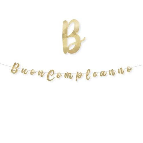 Festone Scritta Buon Compleanno Oro Metal 3mt