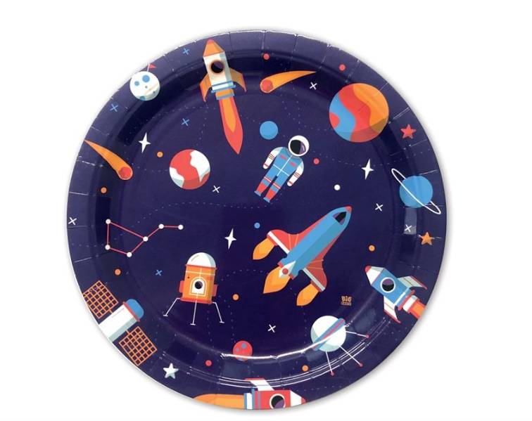 Piatti Di Carta Astronauta 24cm 8pz
