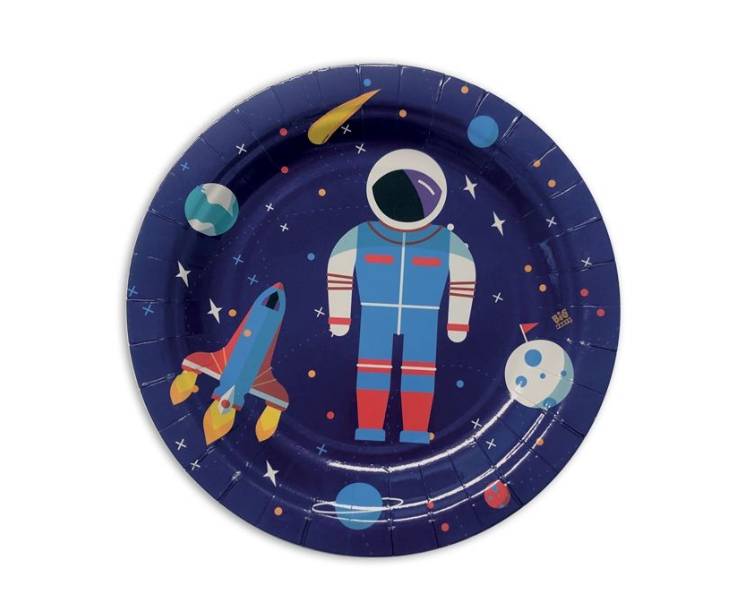 Piatti Dessert Di Carta Astronauta 18cm 8pz