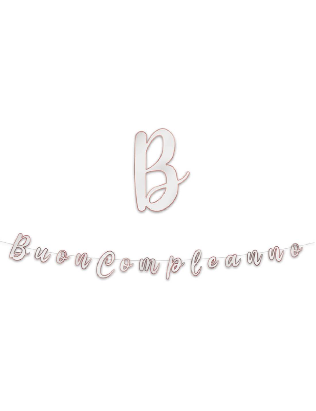 Festone Scritta Italic Buon Compleanno Rose Gold 300x15cm