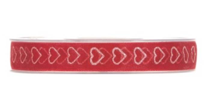Nastro Organza Cuori 15mmx15mt Rosso