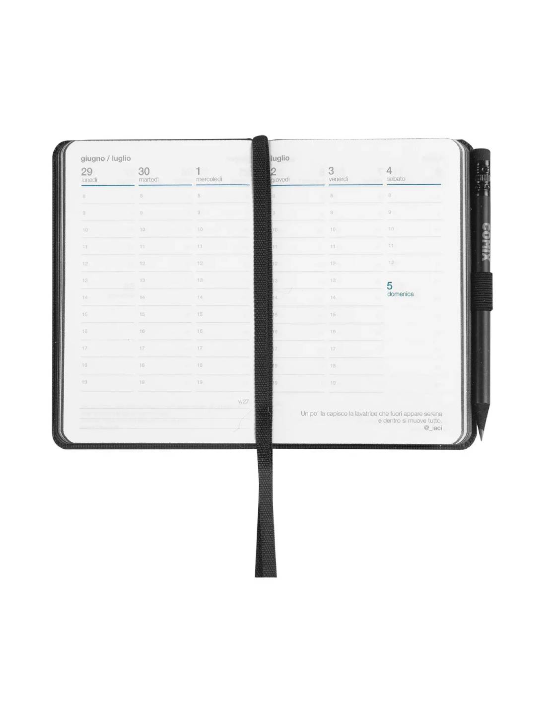 Agenda 12 Mesi Week Pocket Black Tx Collezione Comix