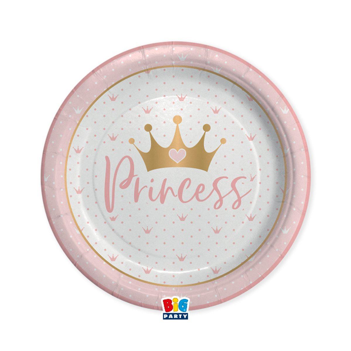 Piatti Di Carta Piani Corona Princess Ø24cm 8pz.