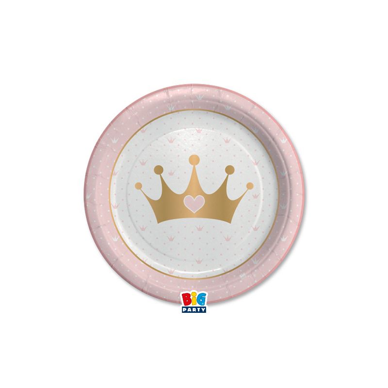 Piatti Di Carta Piani Corona Princess Ø18cm 8pz.