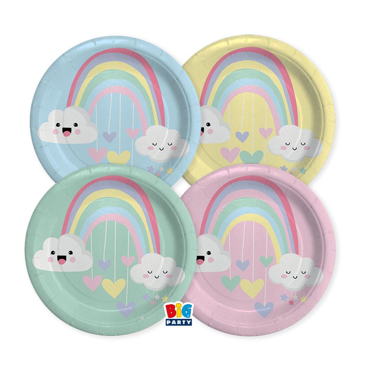 Piatti Di Carta Piani Arcobaleno Ø24cm 8pz.