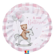 Piatti Piani Teddy Bear Rosa Battesimo Ø25cm 8pz.