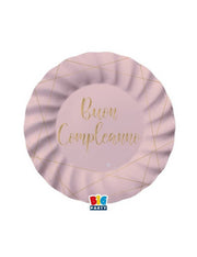 Piatti Piani Ondulati Buon Compleanno Lilla 20cm 8pz