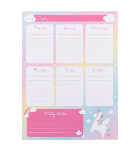 Planner Settimanale Unicorno Arcobaleno