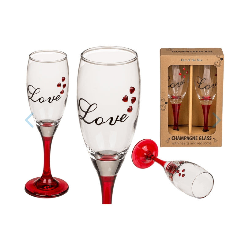 Coppia Bicchieri Calice Love In Vetro