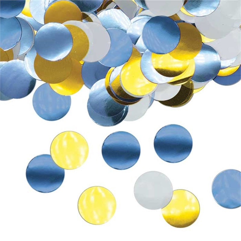 Coriandoli In Foil Tondi Blu E Oro 2cm 50gr