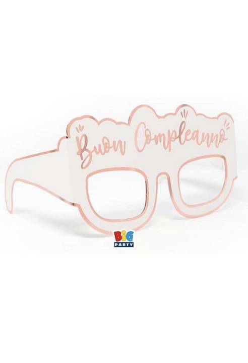 Set Occhialini In Carta Buon Compleanno Rosa Gold