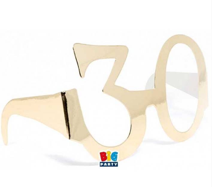 Occhiali Di Carta Numero 30 Dorati 6pz
