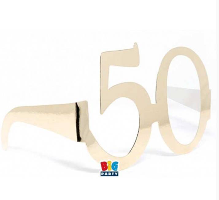 Occhiali Di Carta Numero 50 Dorati 6pz
