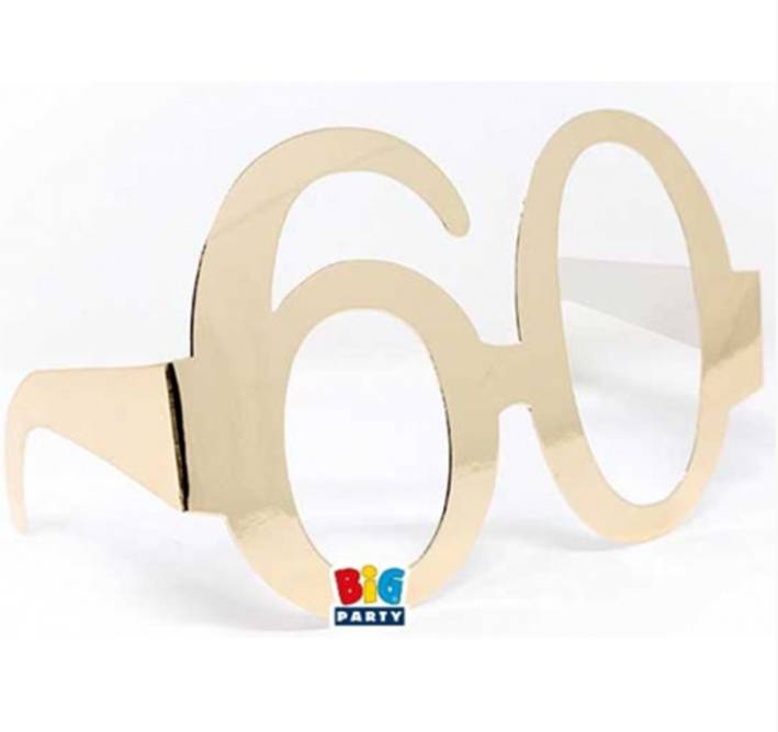 Occhiali Di Carta Numero 60 Dorati 6pz