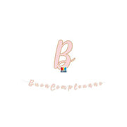 Festone Scritta Italic Buon Compleanno Rose 300x15cm