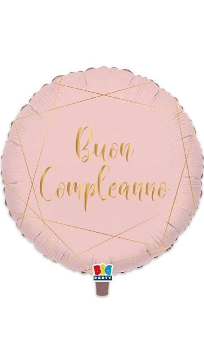 Palloncino Mylar Buon Compleanno Rosa 18" 45cm