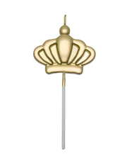 Candelina Di Compleanno In Cera Corona Oro 12cm