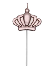 Candelina Di Compleanno In Cera Corona Oro Rosa 12cm 1pz