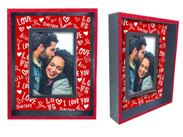 Cornice Portafoto Legno "Love" Glitter 18,5x23x4cm