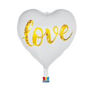 Palloncino Metalfoil Cuore Bianco Love Gold 18'' 45cm