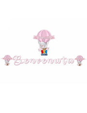 Festone Maxi Nascita Rosa Benvenuta 600cm