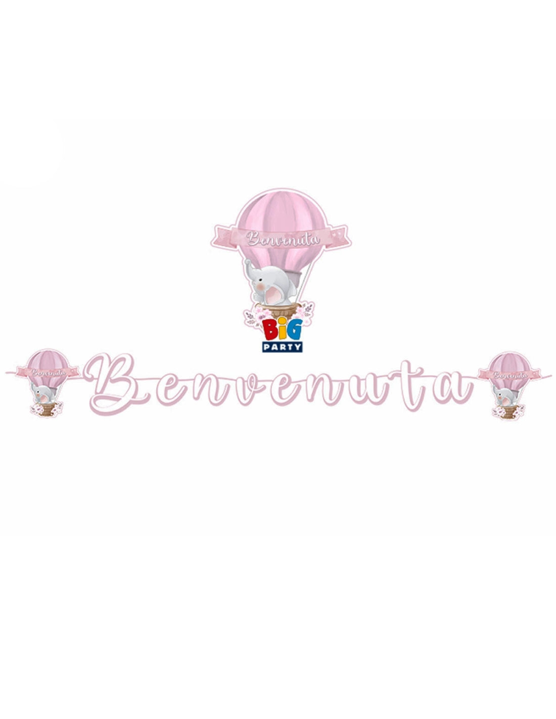 Festone Maxi Nascita Rosa Benvenuta 600cm