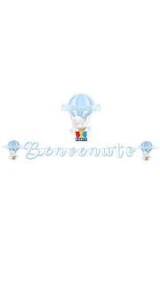 Festone Maxi Nascita Celeste Benvenuto 600cm