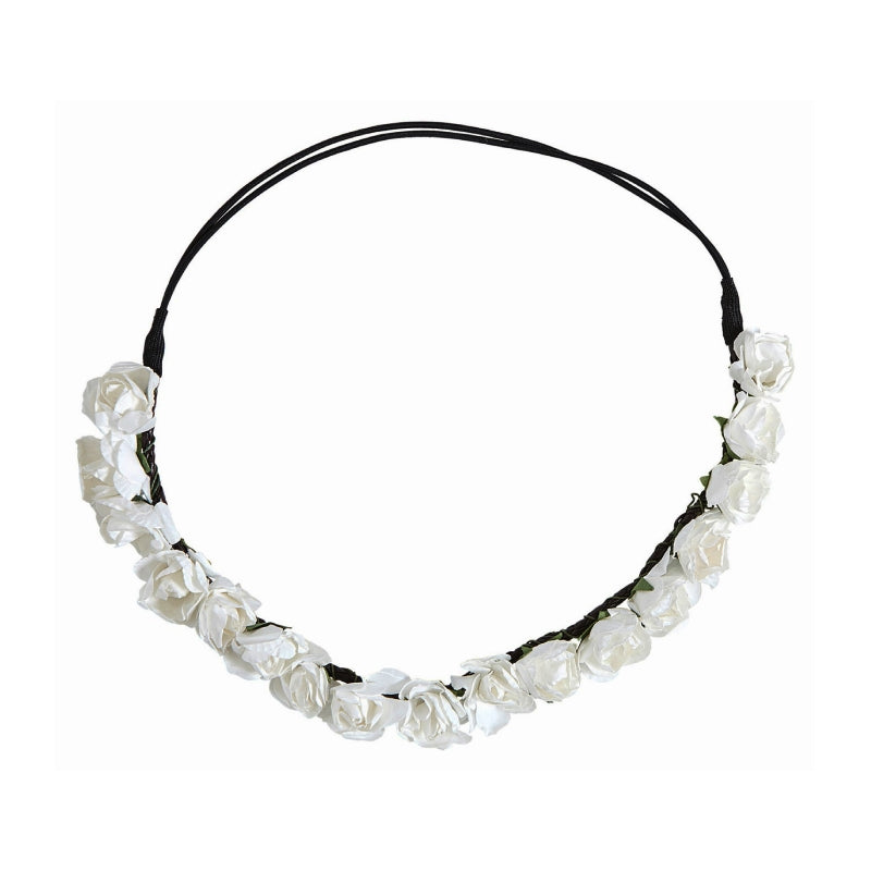 Diadema Hippie Fiori Bianchi Accessori Halloween E Carnevale