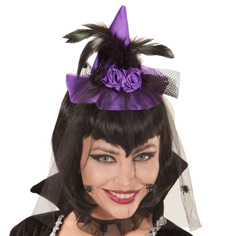 Mini Cappello Da Strega Viola Con Tulle
