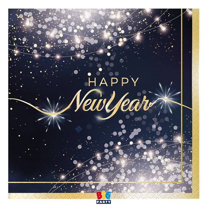 Tovaglioli Happy New Year Glamour 33x33cm Conf. 16pz