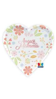 Set Festa 6 Piattini Carta Auguri Mamma Cuore