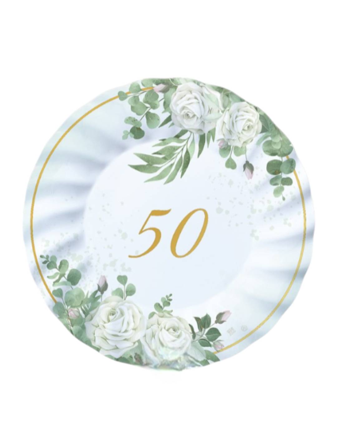 Piatti Di Carta Ondulati Numero 50 Oro Eucalipto 6pz