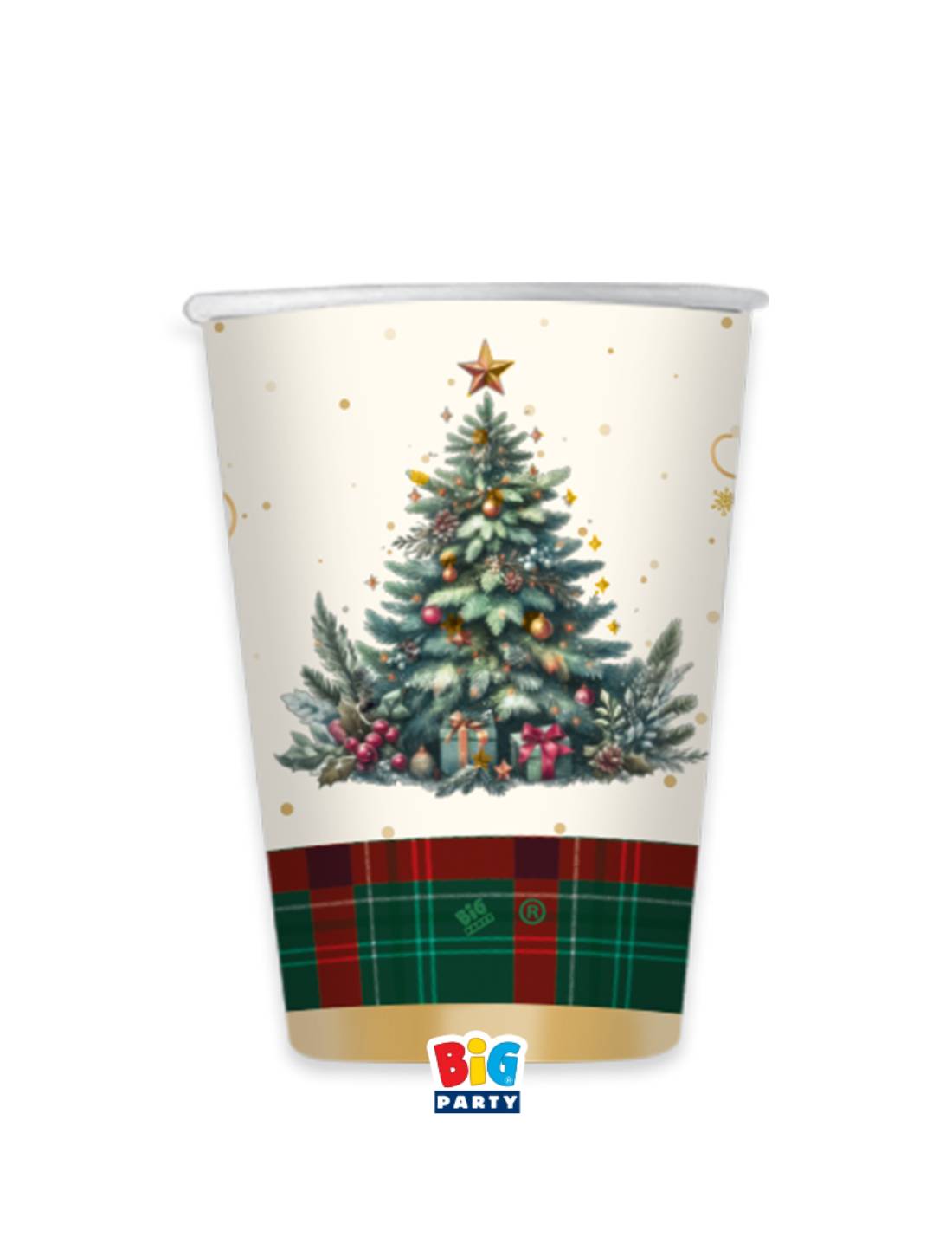 Bicchieri Di Carta Tartan Albero 250cc 6pz