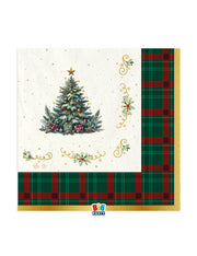 Tovaglioli Natalizi Di Carta Tartan Albero 33×33cm 16pz
