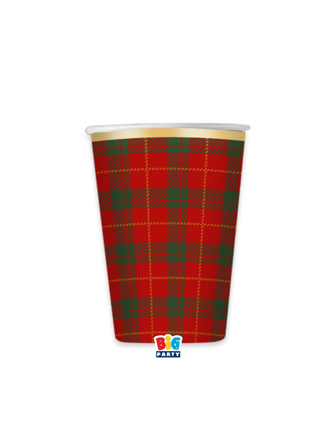 Bicchieri Natalizi Di Carta Tartan Gold 250cc 6pz