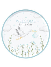 Piatti Di Carta Nascita Welcome Little One Azzurro 6pz