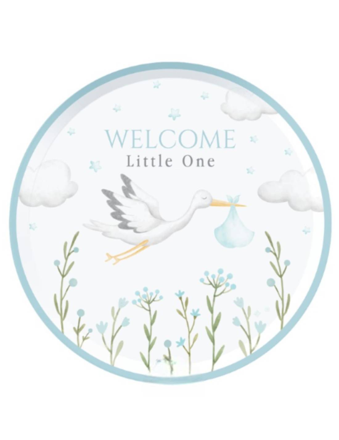 Piatti Di Carta Nascita Welcome Little One Azzurro 6pz