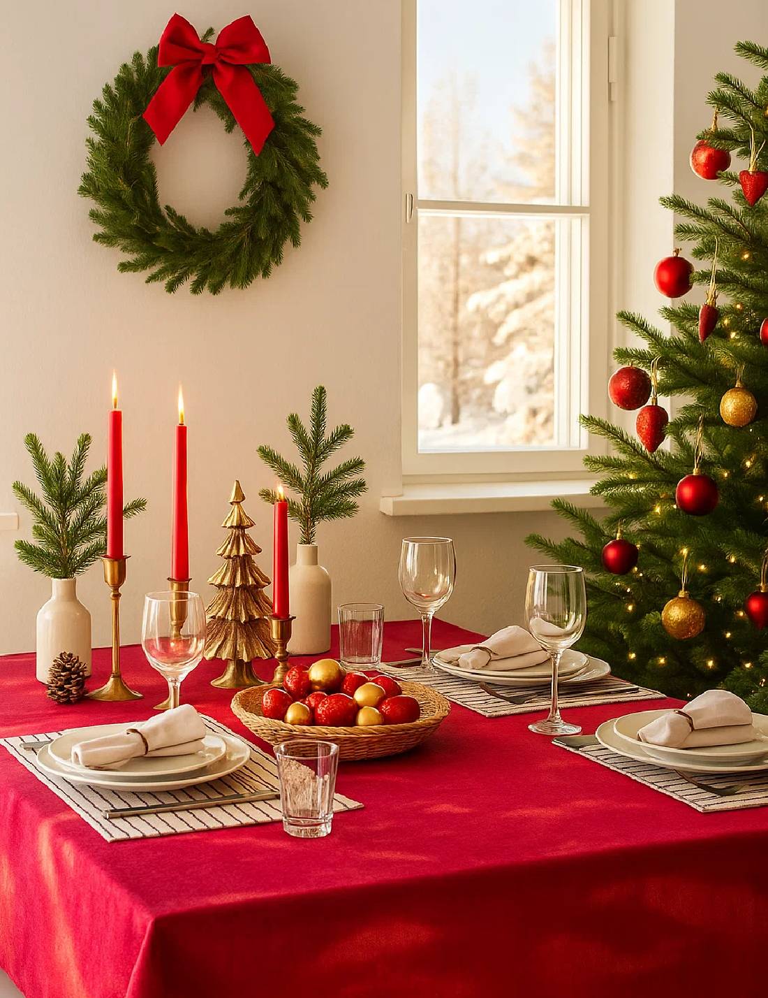 Tovaglia Natalizia Rossa 240cm