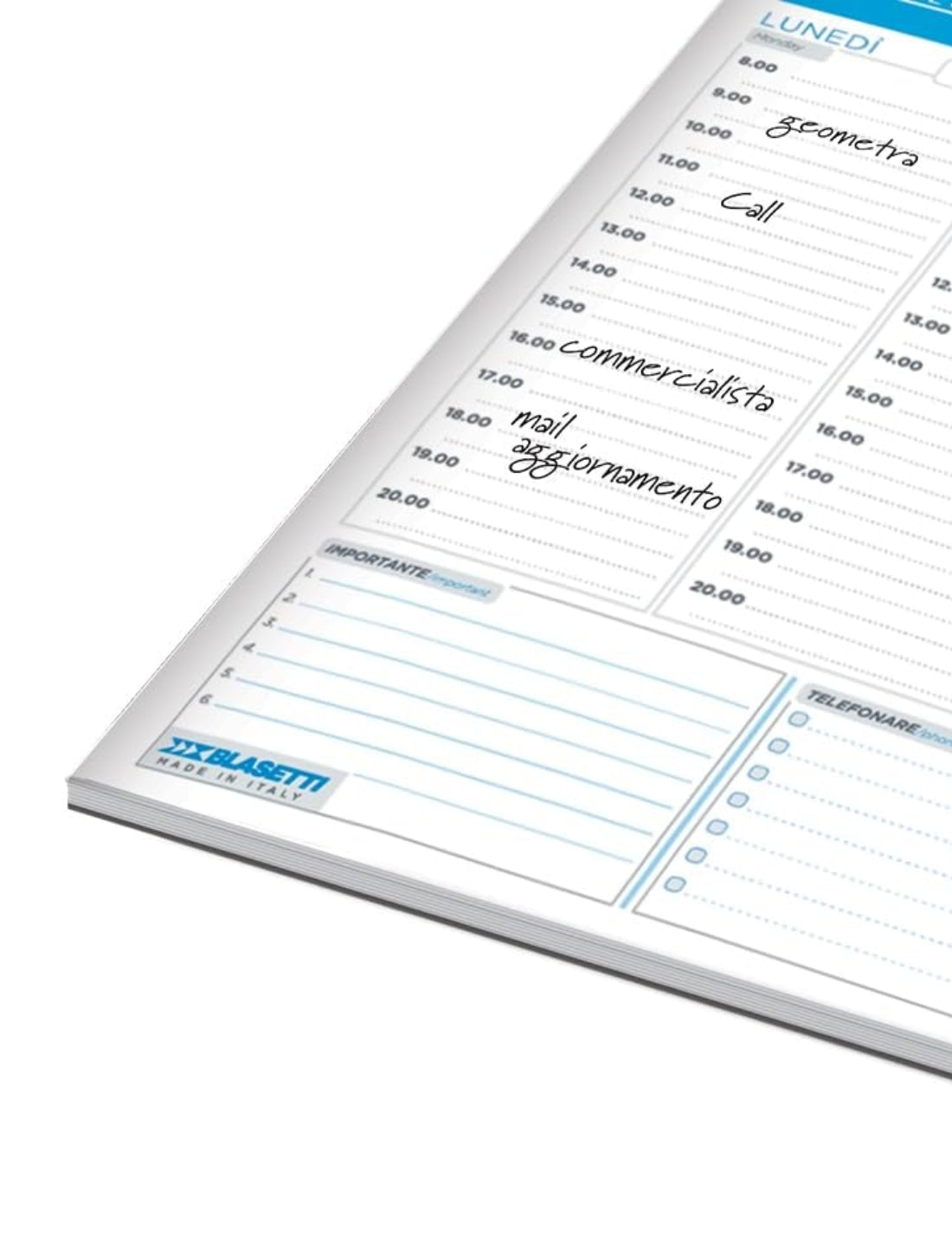 Planner Settimanale Collato Da Scrivania 60ff A3