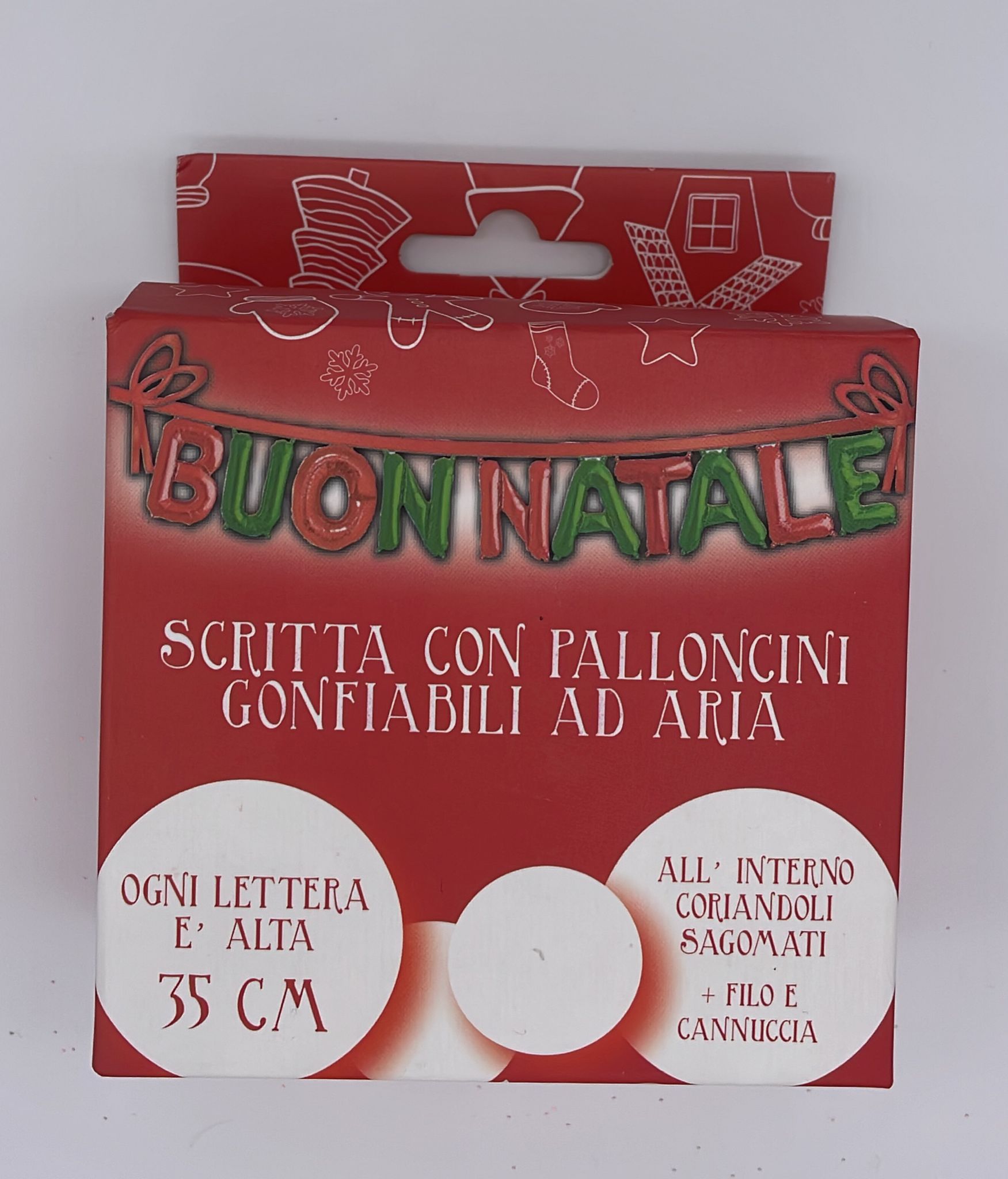 Scritta Con Palloncini Gonfiabili Ad Aria Buon Natale 35cm