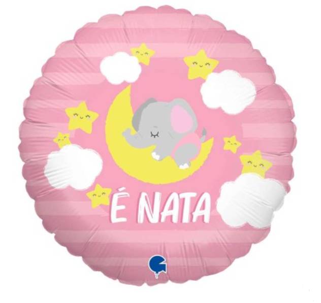 Palloncino Mylar Tondo Rosa "è Nata" con Elefante 18"