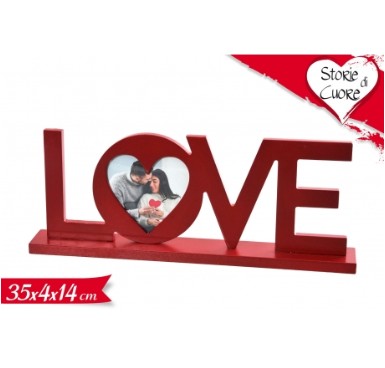 Cornice Portafoto Legno "Love" 35x4x14cm