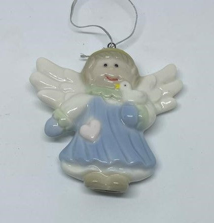 Addobbo Albero Di Natale Angelo In Ceramica Blu
