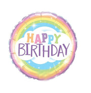 Palloncino Metalfoil Happy Birthday Arcobaleno Con Nuvola 18" 46cm