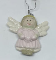 Addobbo Albero Di Natale Angelo In Ceramica Rosa